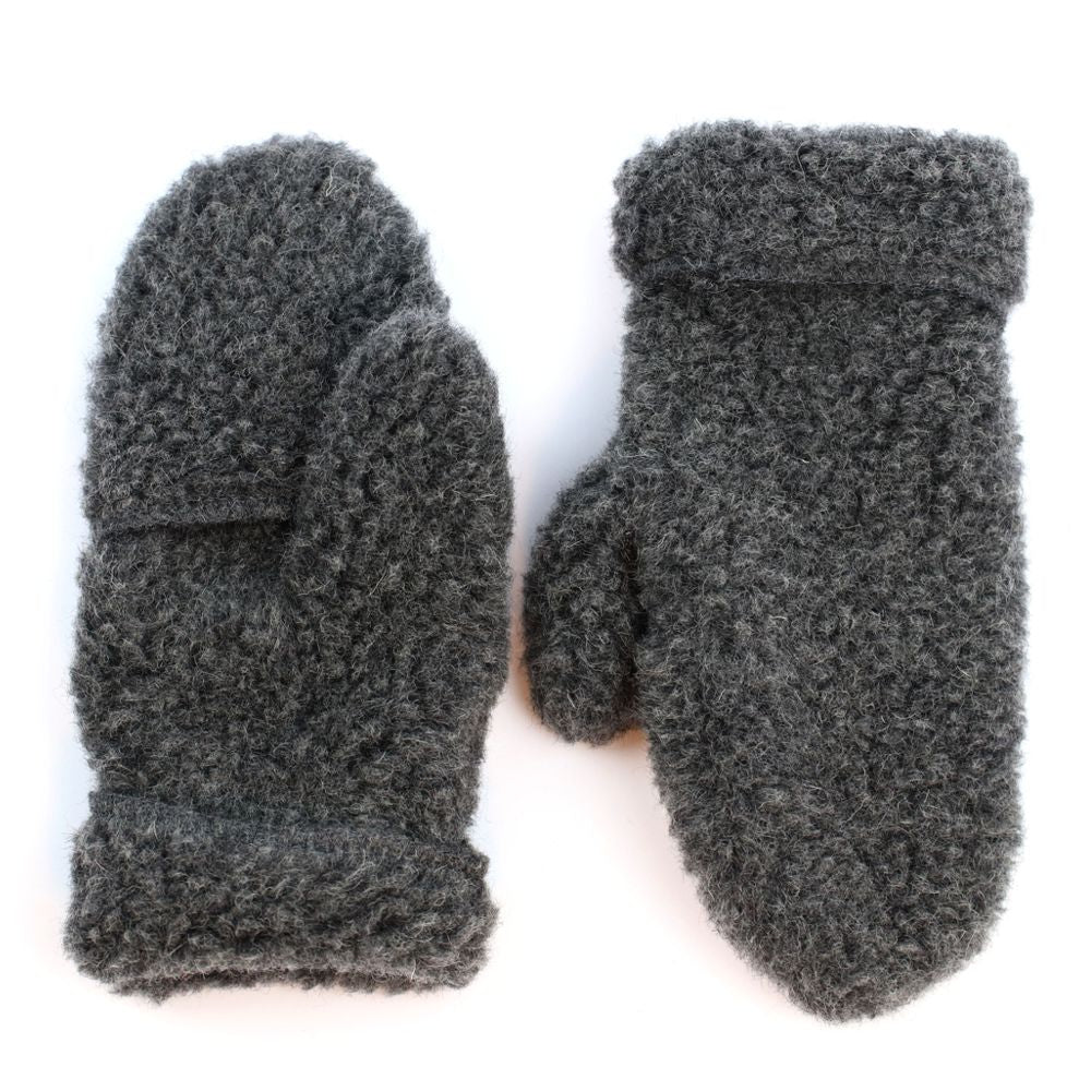 Yoko Wool - Freeze mittens hooded | wanten van schapenwol Graphite