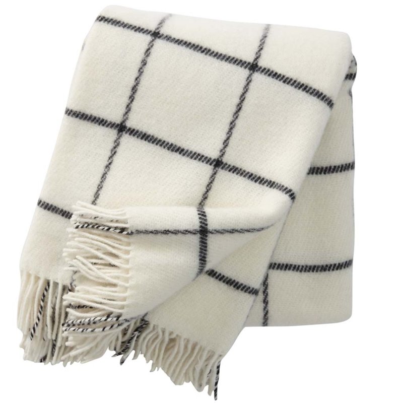 Klippan - Vinga | geruite plaid van lamswol White 130x200 cm.